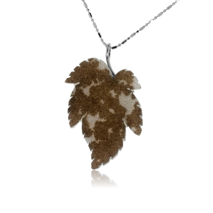 Carved Natural Dalmation Druzy Leaf Pendant - Park City Jewelers