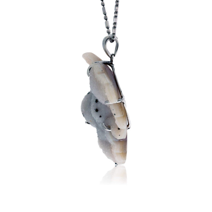 Carved Natural Dalmation Druzy Leaf Pendant - Park City Jewelers