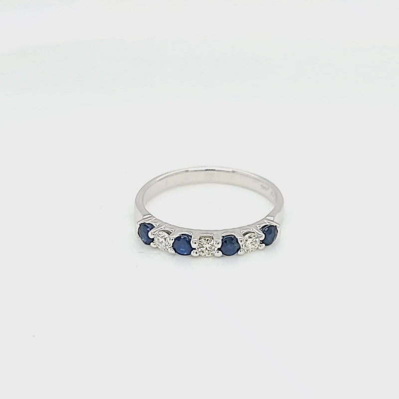 Blue Sapphire & Diamond Alternating Ring