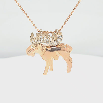 Pave Diamond Antlered Moose