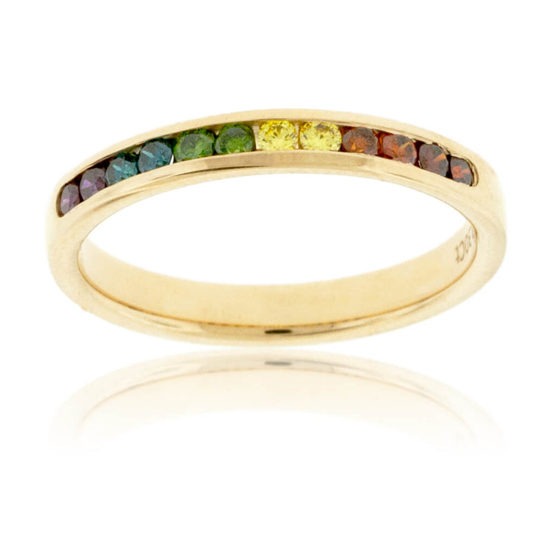 Channel Set Colored Diamond Rainbow Style Band - Park City Jewelers