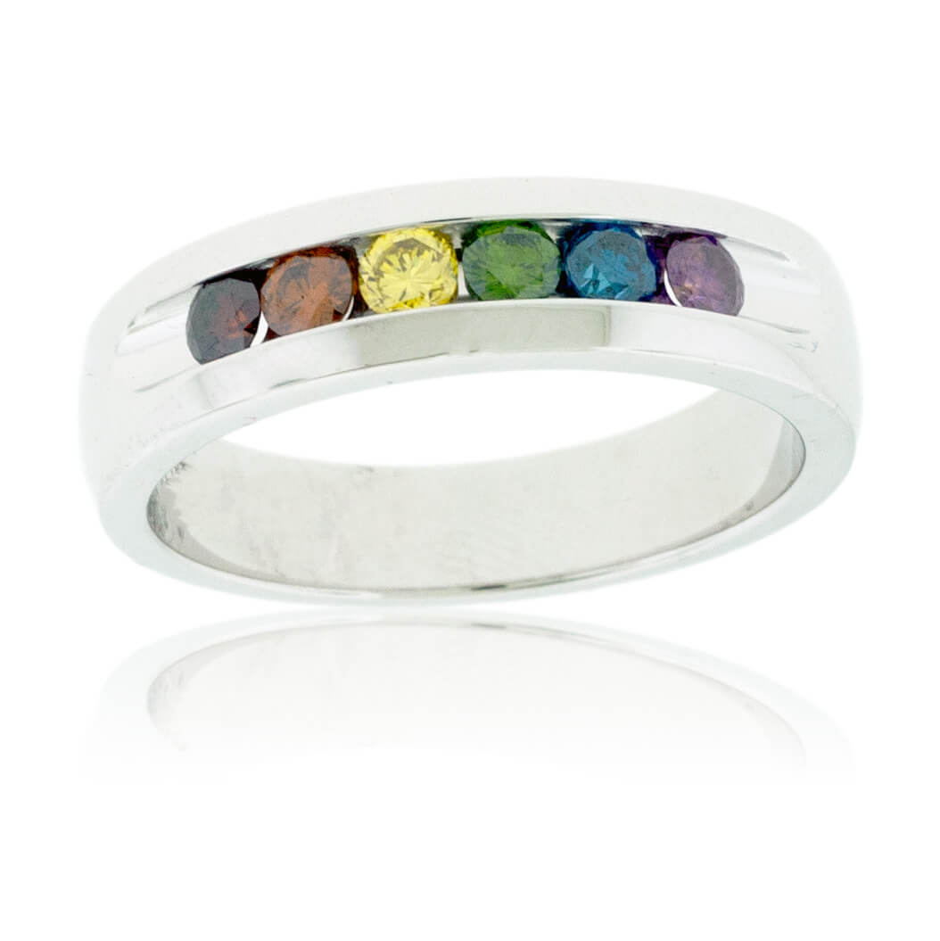 Channel Set Colored Diamond Rainbow Style Band - Park City Jewelers