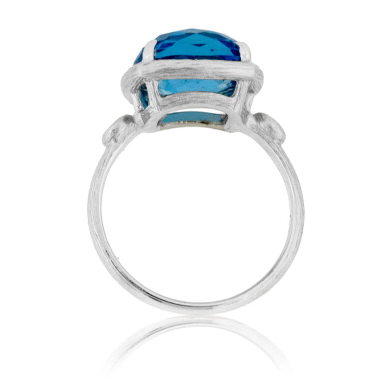 Checkerboard Blue Topaz Textured Style Ring - Park City Jewelers
