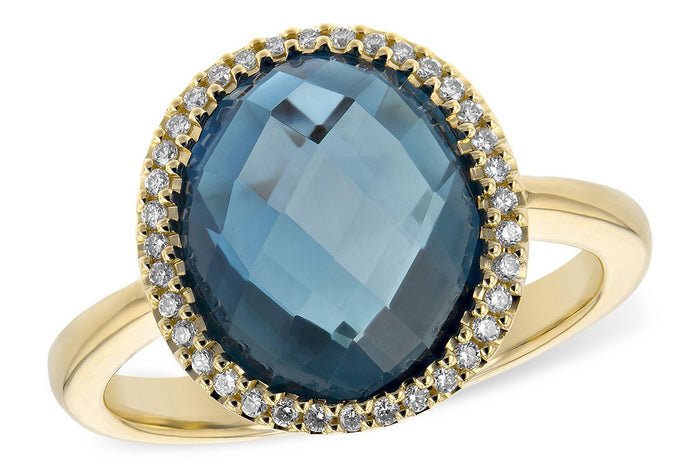 Checkerboard Cut London Blue Topaz Halo Style Ring - Park City Jewelers