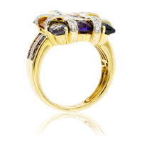 Checkerboard Mixed Gemstone and Diamond Accented Ring - Park City Jewelers