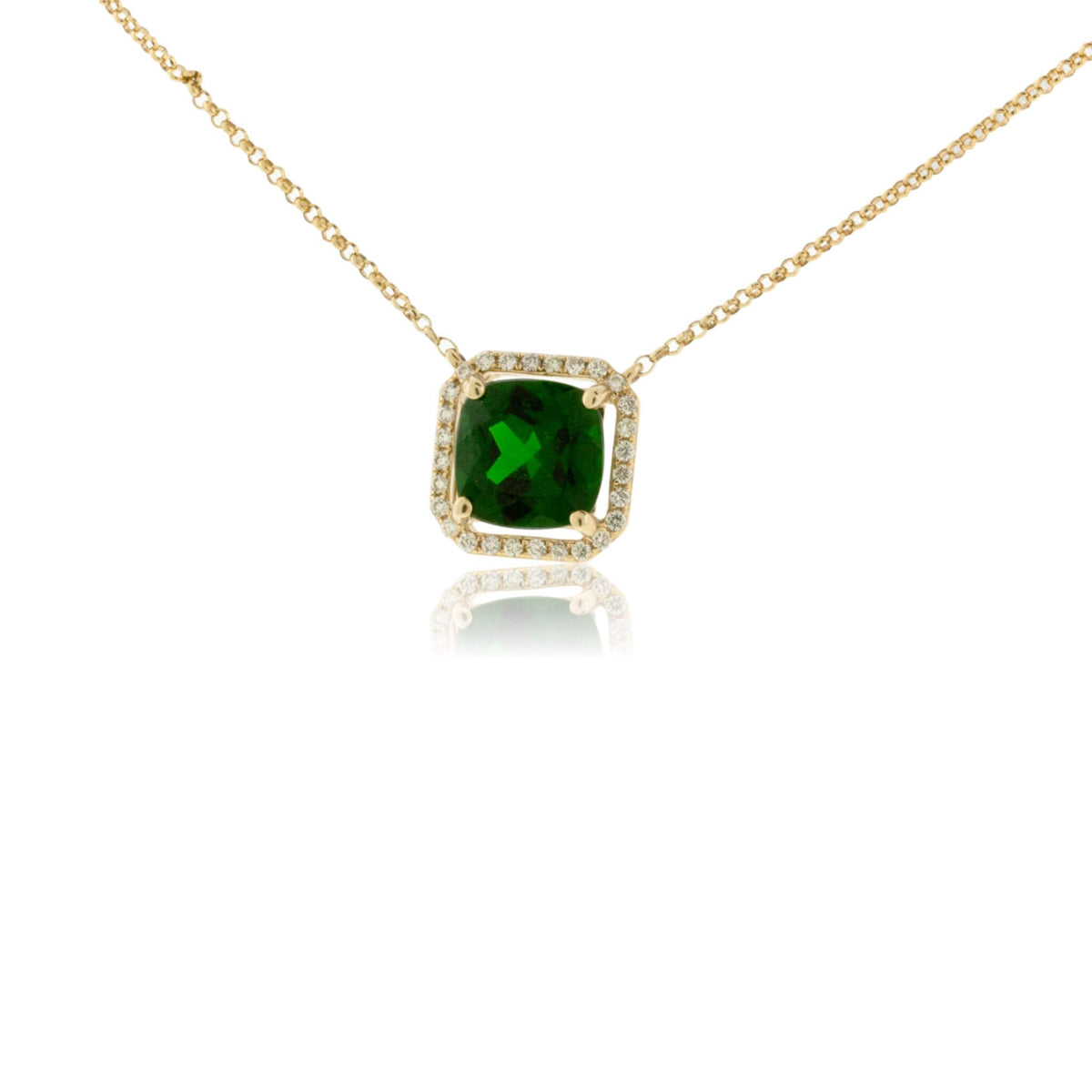 Chrome Diopside and Diamond Halo Style Pendant - Park City Jewelers