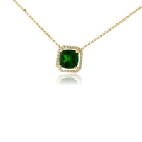 Chrome Diopside and Diamond Halo Style Pendant - Park City Jewelers