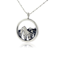 Circle Mountain Scene with Tree Cutout Pendant - Park City Jewelers