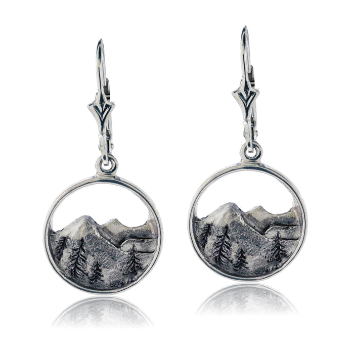 Circle Mountain Silhouette Dangle Style Earrings - Park City Jewelers