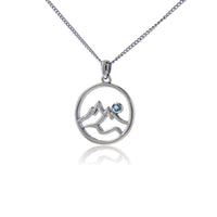 Circle Mountain Silhouette with Blue Topaz Accent Pendant - Park City Jewelers