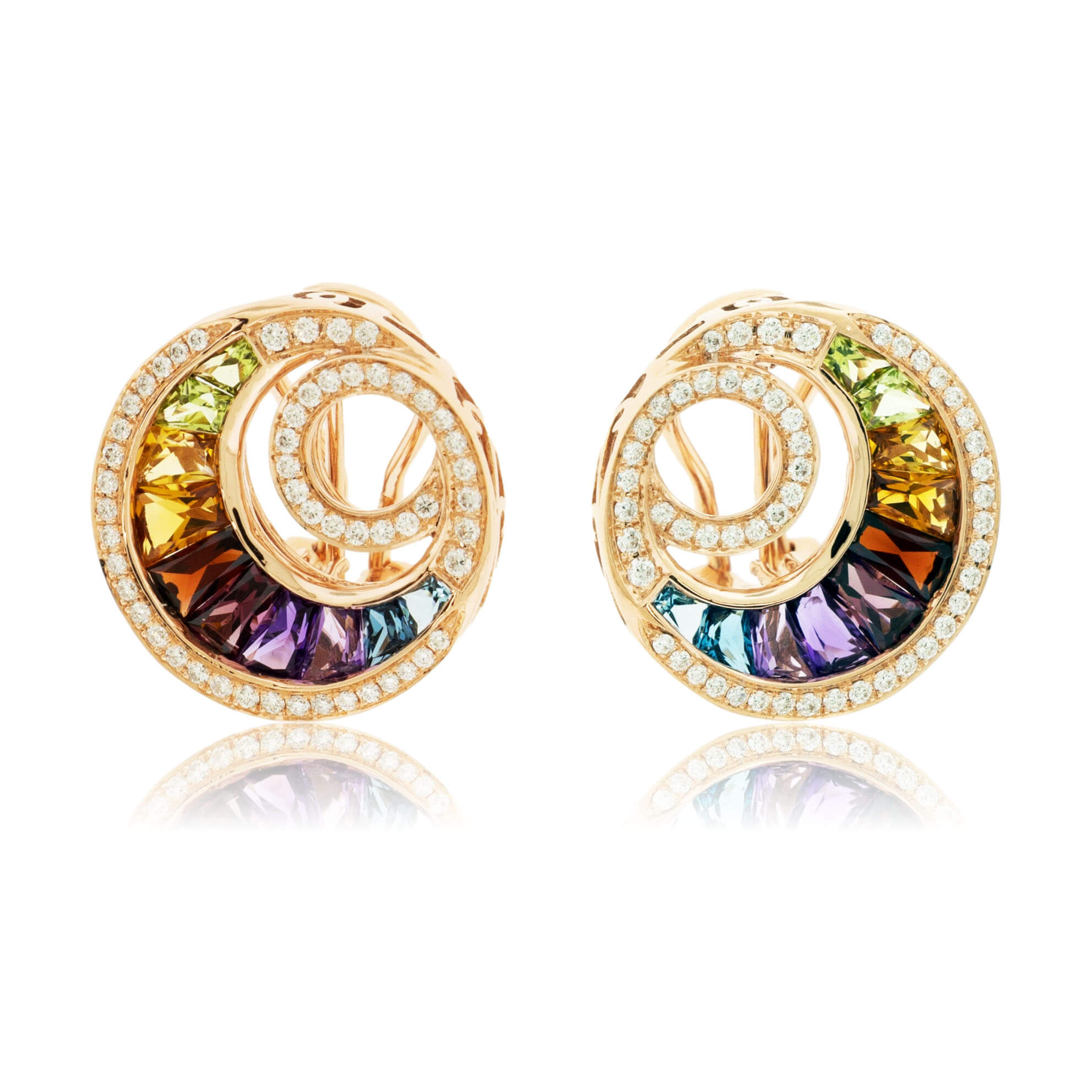 Peace Sign Rainbow Gemstone Unique Stud Earrings | sillyshinydiamonds