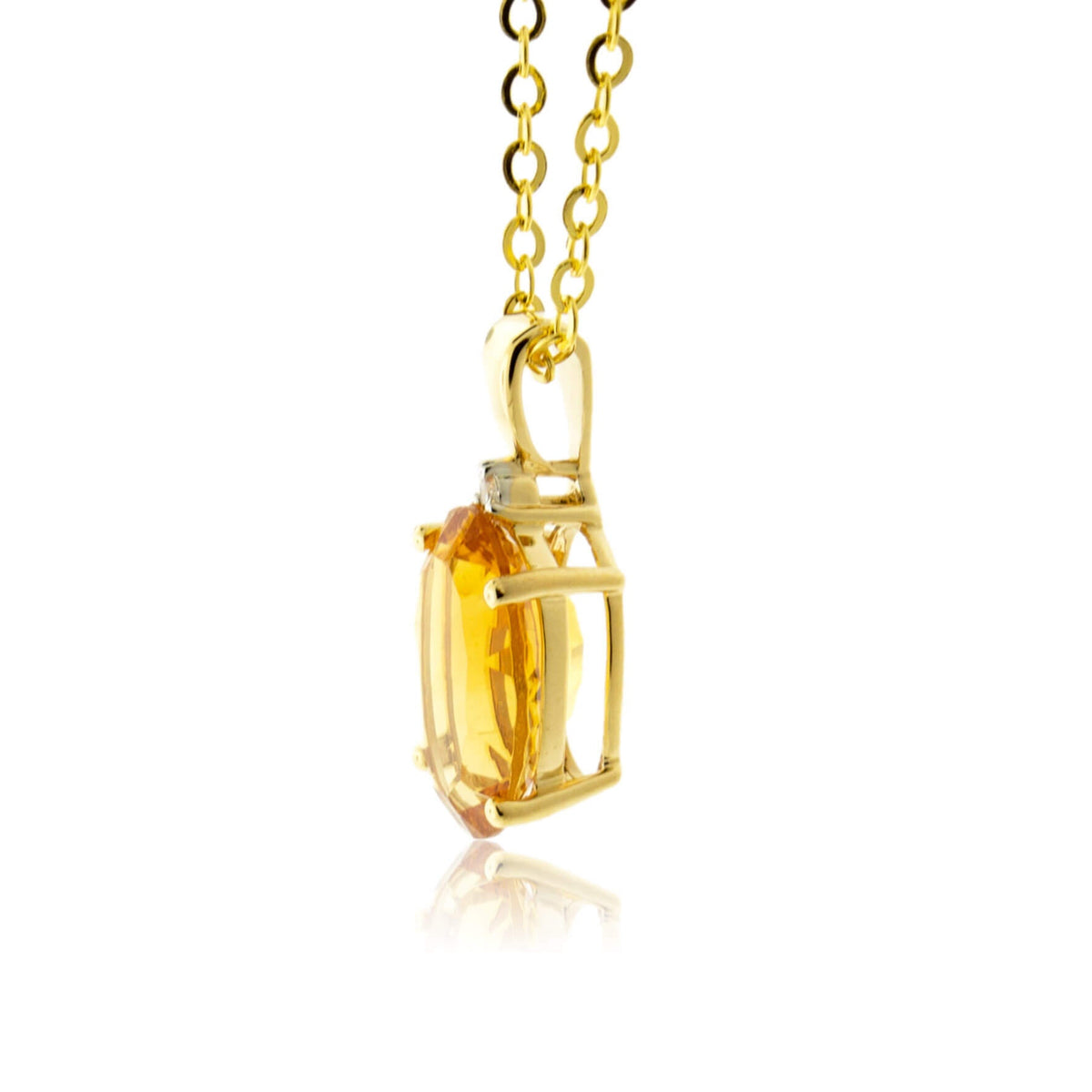 Citrine & Diamond Accented Pendant w/Chain - Park City Jewelers