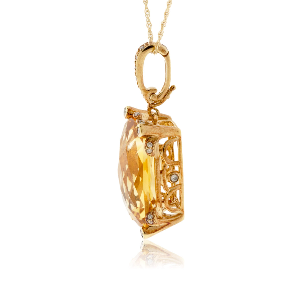 Citrine & Diamond Pendant w/Chain - Park City Jewelers