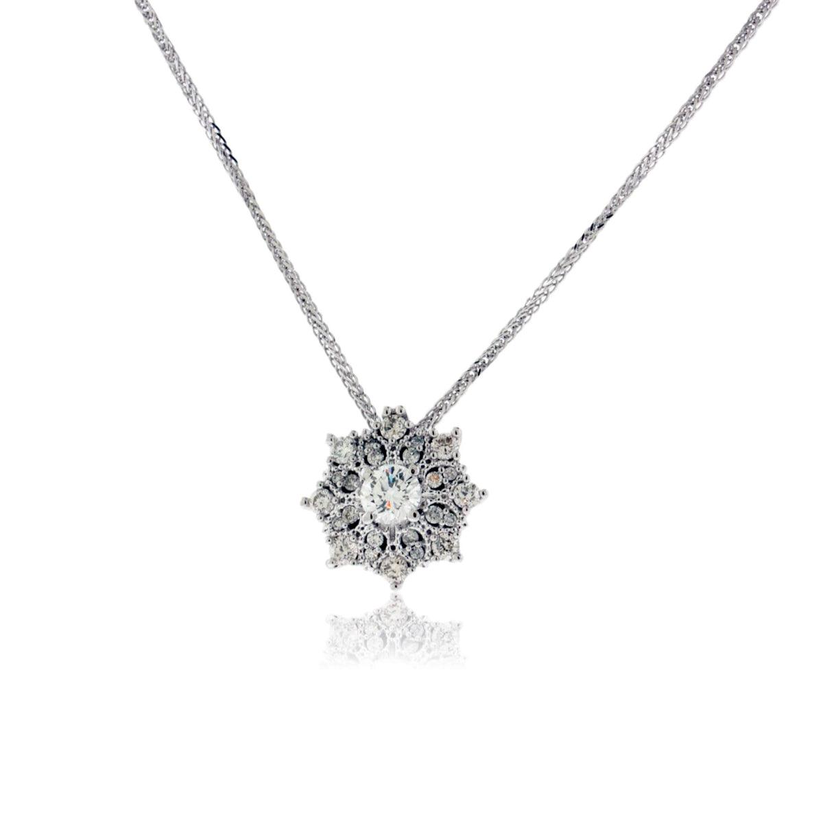 Cluster Diamond Snowflake Pendant w/ Chain - Park City Jewelers