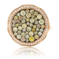 Cognac and White Diamond Wavy Disc Ring - Park City Jewelers