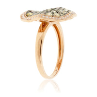 Cognac and White Diamond Wavy Disc Ring - Park City Jewelers