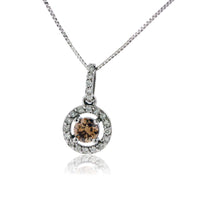 Cognac Diamond & Diamond Halo Pendant - Park City Jewelers