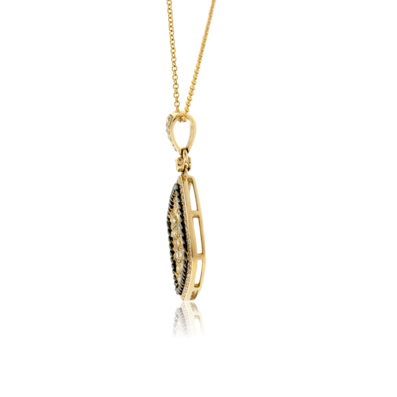 Concave Yellow Diamond with Braid & Diamond Halo Necklace - Park City Jewelers