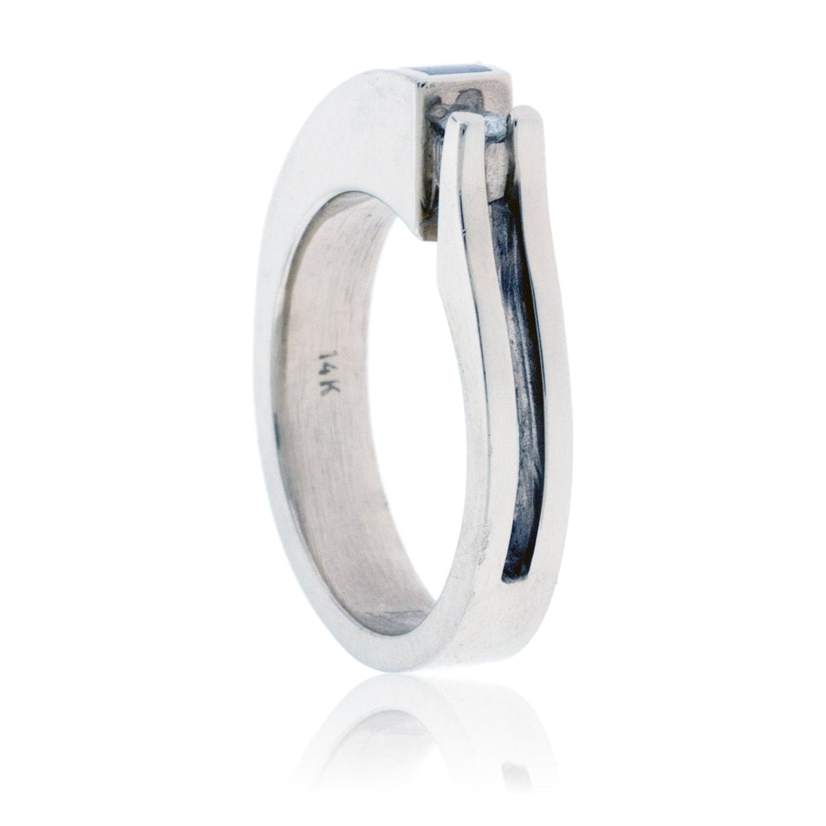Contemporary Inlay Ring with Single Diamond - Park City Jewelers