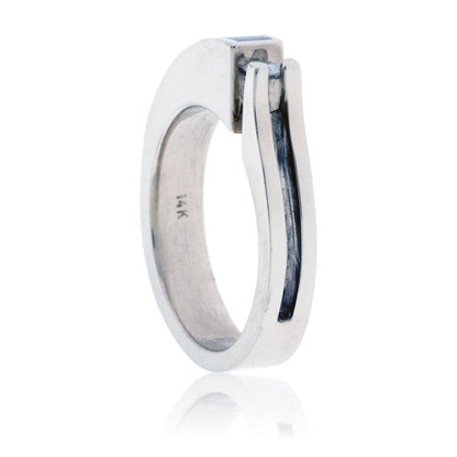 Contemporary Inlay Ring with Single Diamond - Park City Jewelers