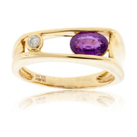 Contemporary Oval Purple Sapphire & Diamond Ring - Park City Jewelers