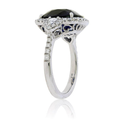 Cushion Blue Sapphire & Diamond Accented Ring - Park City Jewelers