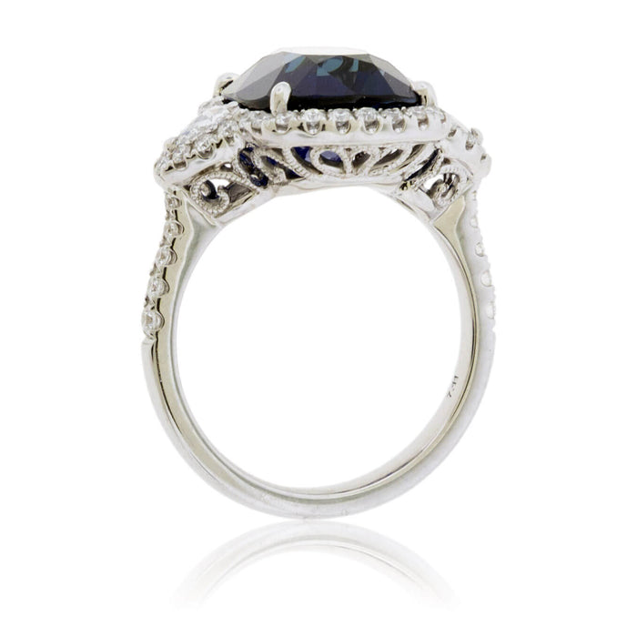 Cushion Blue Sapphire & Diamond Accented Ring - Park City Jewelers