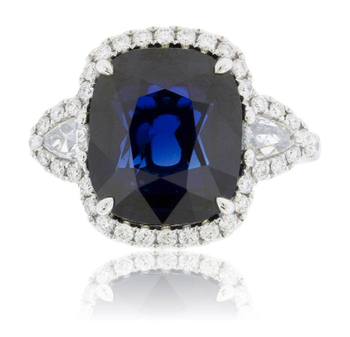 Cushion Blue Sapphire & Diamond Accented Ring - Park City Jewelers