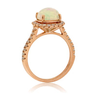 Cushion Cabochon Opal Ring with Diamond Halo - Park City Jewelers