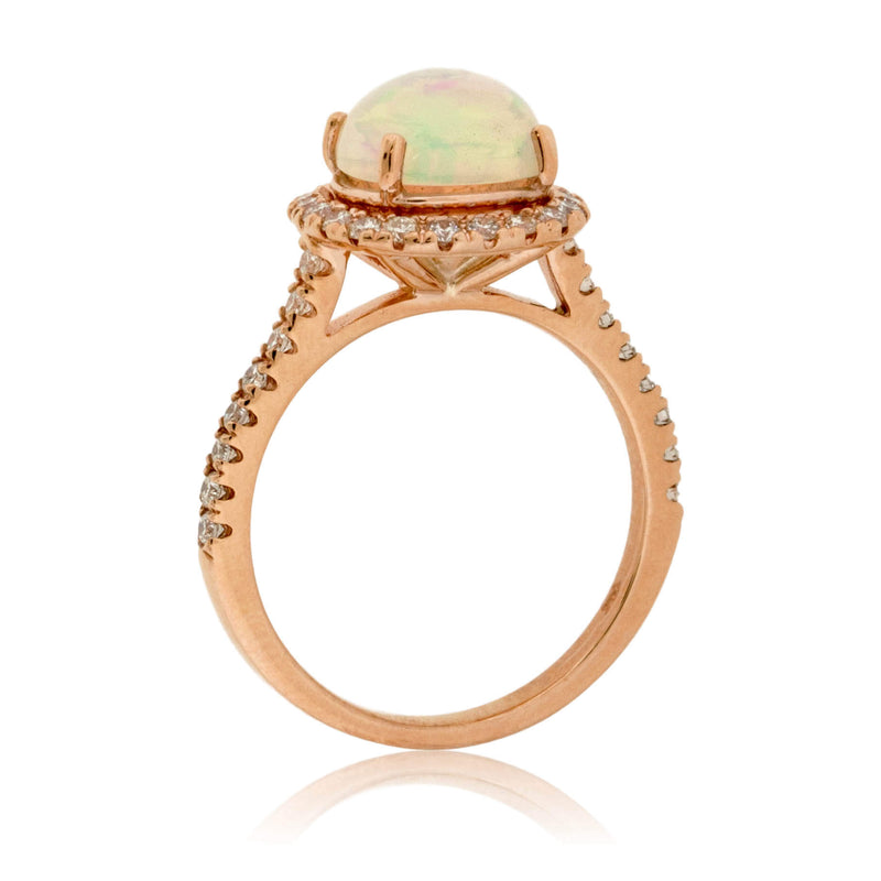 Cushion Cabochon Opal Ring with Diamond Halo - Park City Jewelers