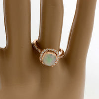 Cushion Cabochon Opal Ring with Diamond Halo - Park City Jewelers