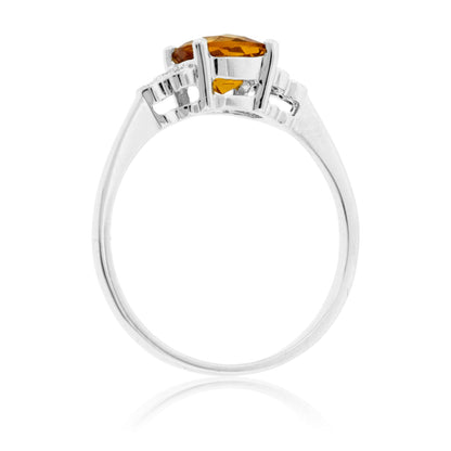Cushion Citrine and Diamond Accented Ring - Park City Jewelers