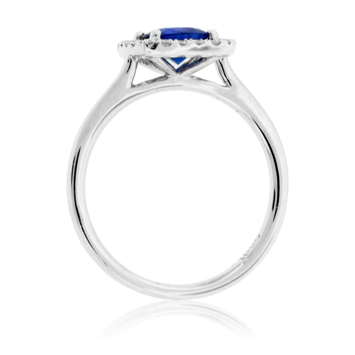 Cushion-Cut Blue Sapphire & Diamond Halo Ring - Park City Jewelers