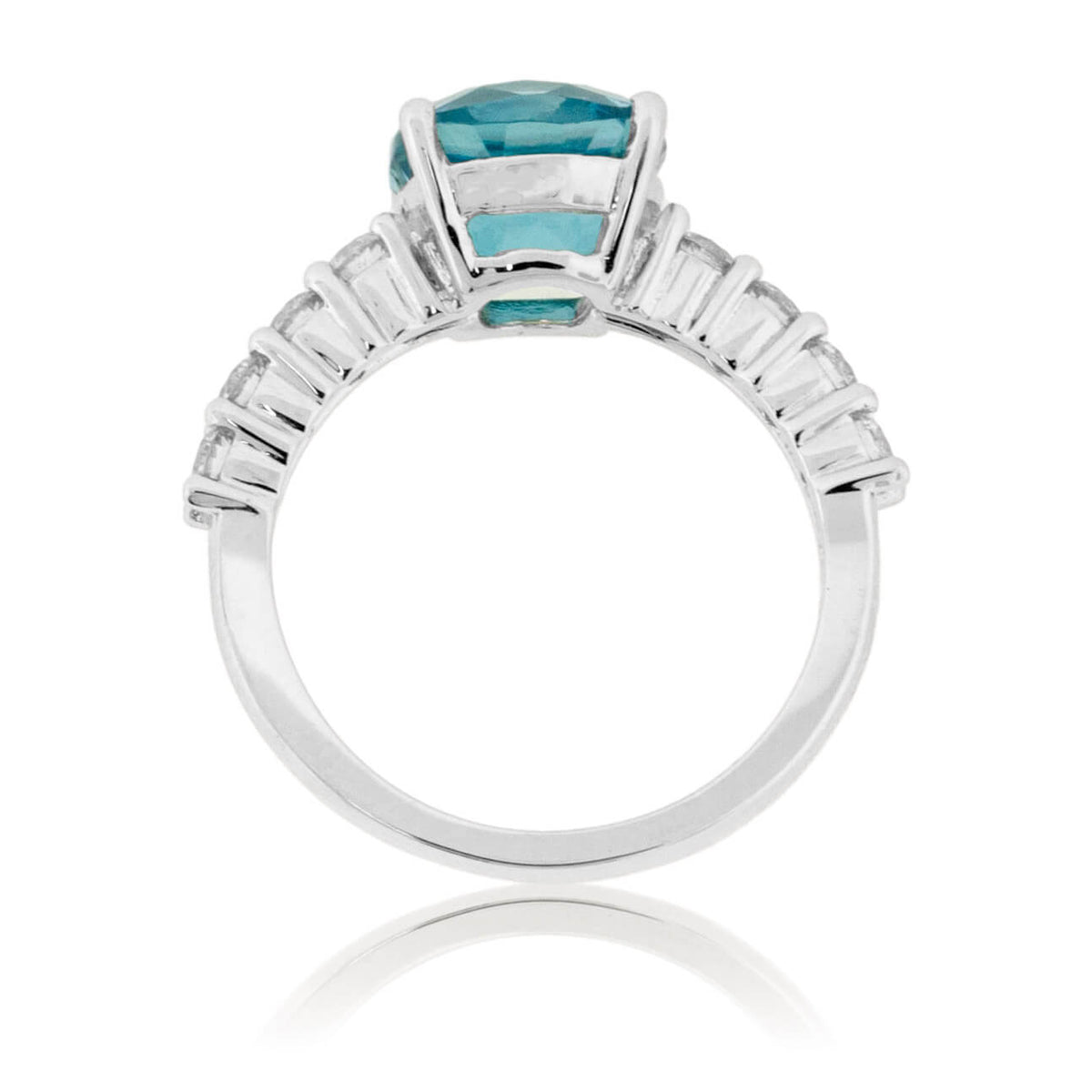 Cushion Cut Blue Zircon & Diamond Lined Ring - Park City Jewelers