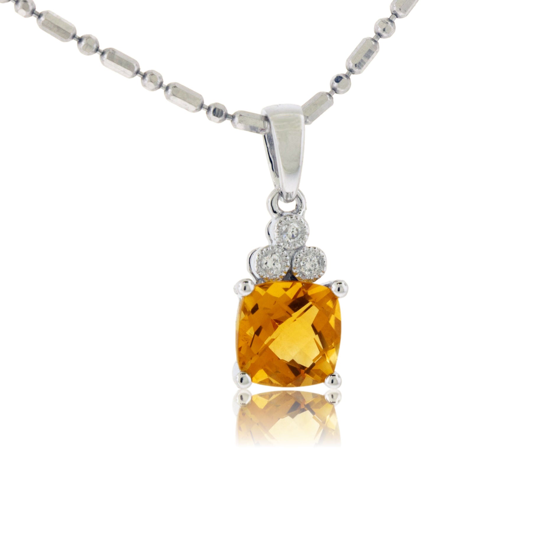 Cushion Cut Citrine & Diamond Accented Pendant - Park City Jewelers