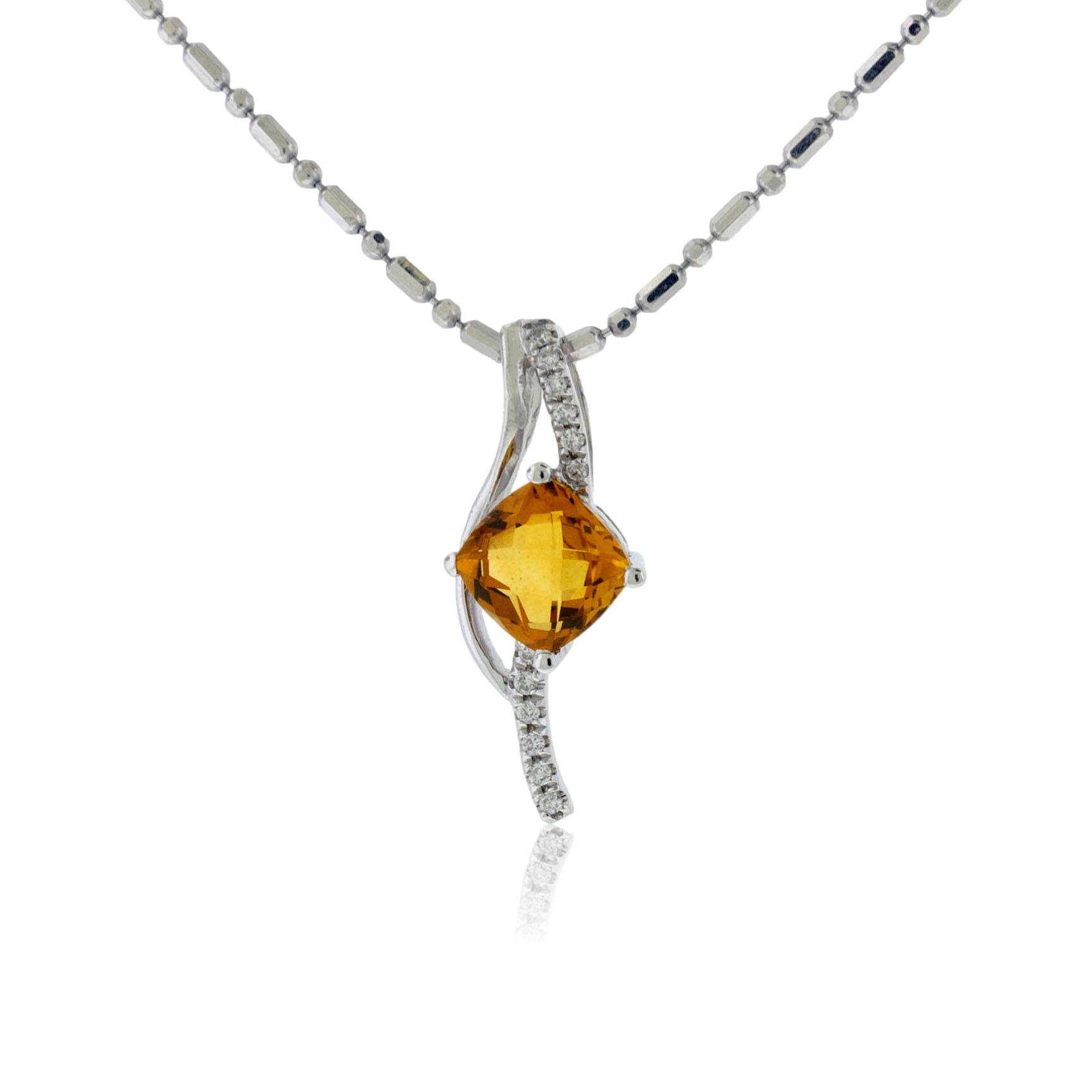 Cushion Cut Citrine & Diamond Accented Pendant - Park City Jewelers