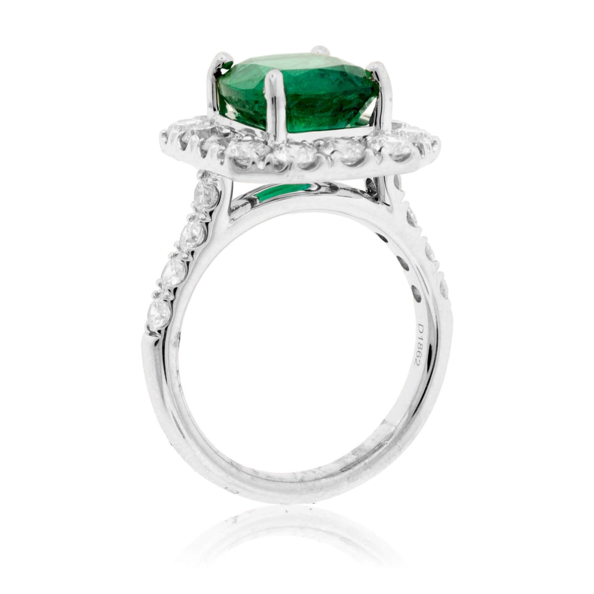 Cushion-Cut Emerald & Diamond Halo Ring - Park City Jewelers