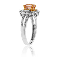 Cushion Cut Morganite & Diamond Double Halo Ring - Park City Jewelers