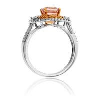 Cushion Cut Morganite & Diamond Double Halo Ring - Park City Jewelers