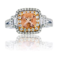 Cushion Cut Morganite & Diamond Double Halo Ring - Park City Jewelers