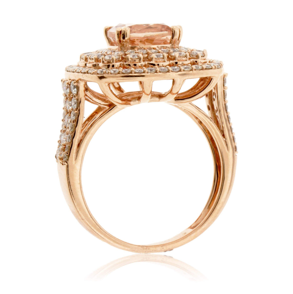Cushion-Cut Morganite & Diamond Triple Halo Ring - Park City Jewelers
