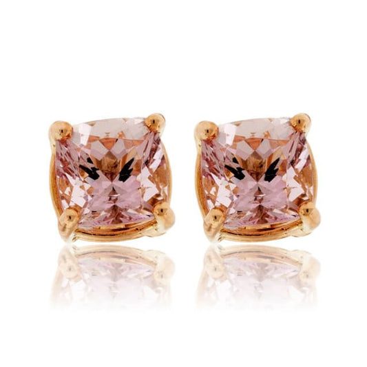 Cushion-Cut Morganite Stud Earrings - Park City Jewelers