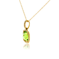 Cushion-Cut Peridot and Diamond Halo Pendant - Park City Jewelers