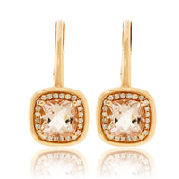 Cushion Shaped Morganite and Diamond Drop Earrings - Park City Jewelers