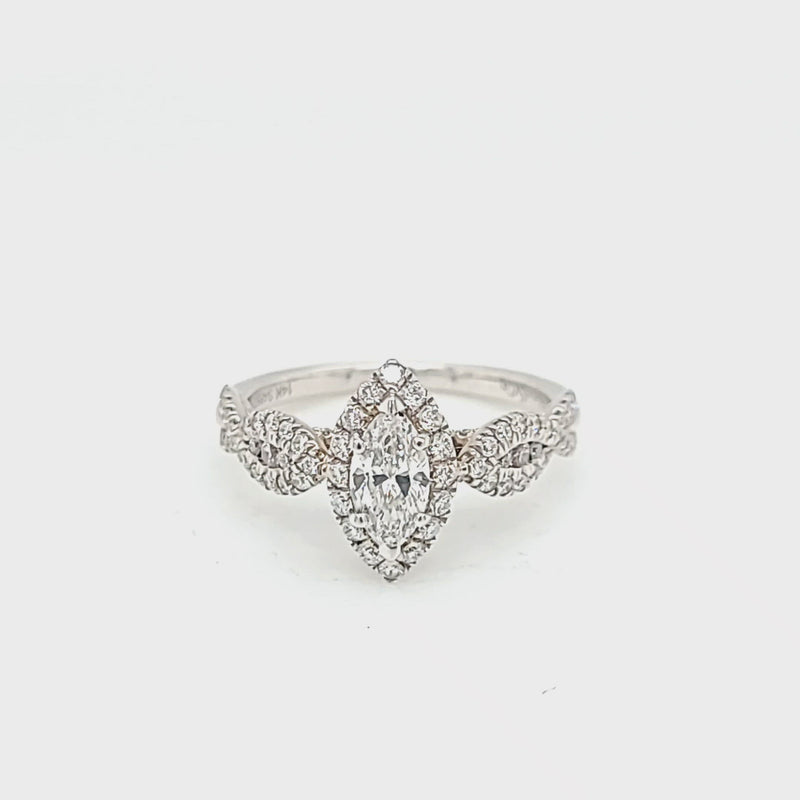 Marquise Shaped Diamond Engagement Ring with Halo