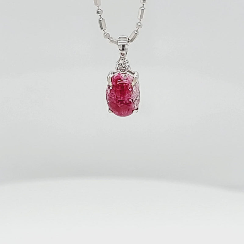 Cabochon Cut Red Emerald Simple Style Pendant