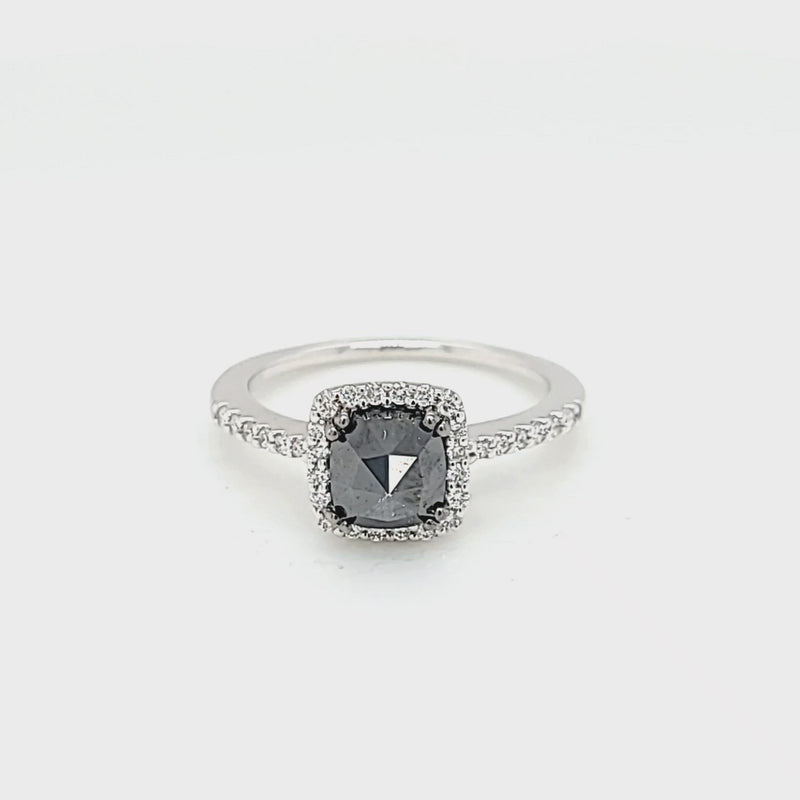 Black Diamond & Diamond Halo Ring
