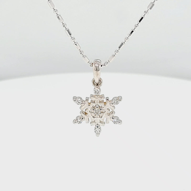 Small Diamond Tipped Snowflake Necklace