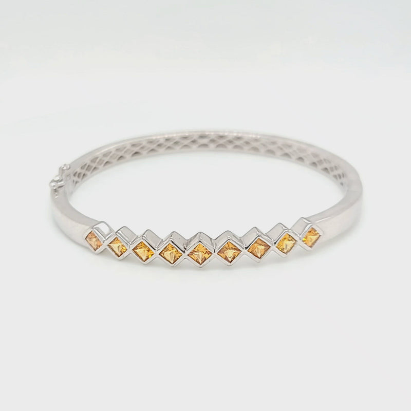 Bezel Set Princess Cut Golden Sapphire Bracelet