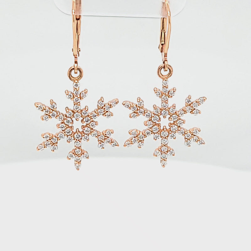 Diamond Snowflake Leverback Earrings